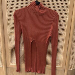 SIR THE LABEL Rust Ribbed Turtleneck Sweater